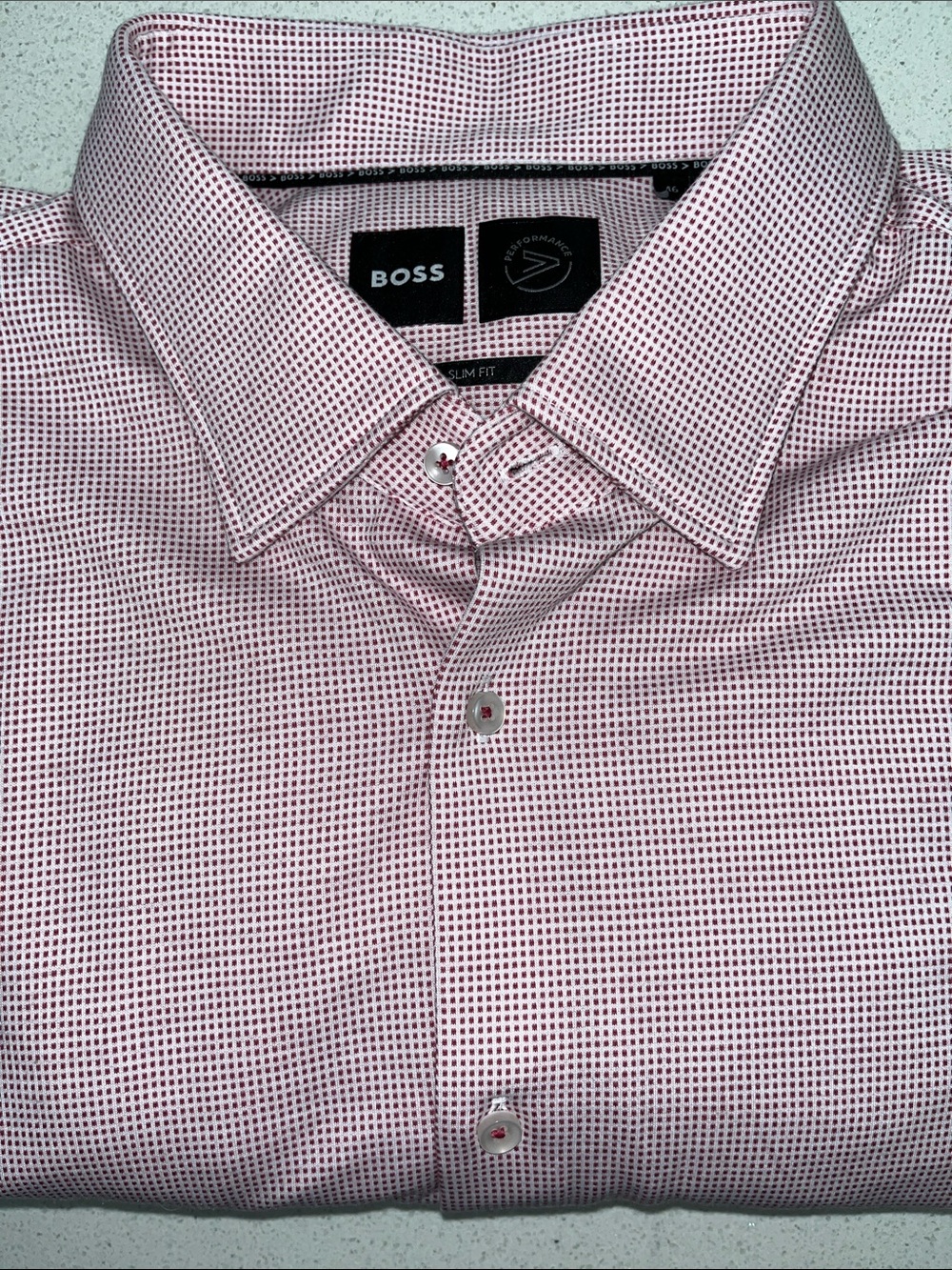 Hugo Boss Pink Microcheck Long-Sleeve Dress Shirt NWOT